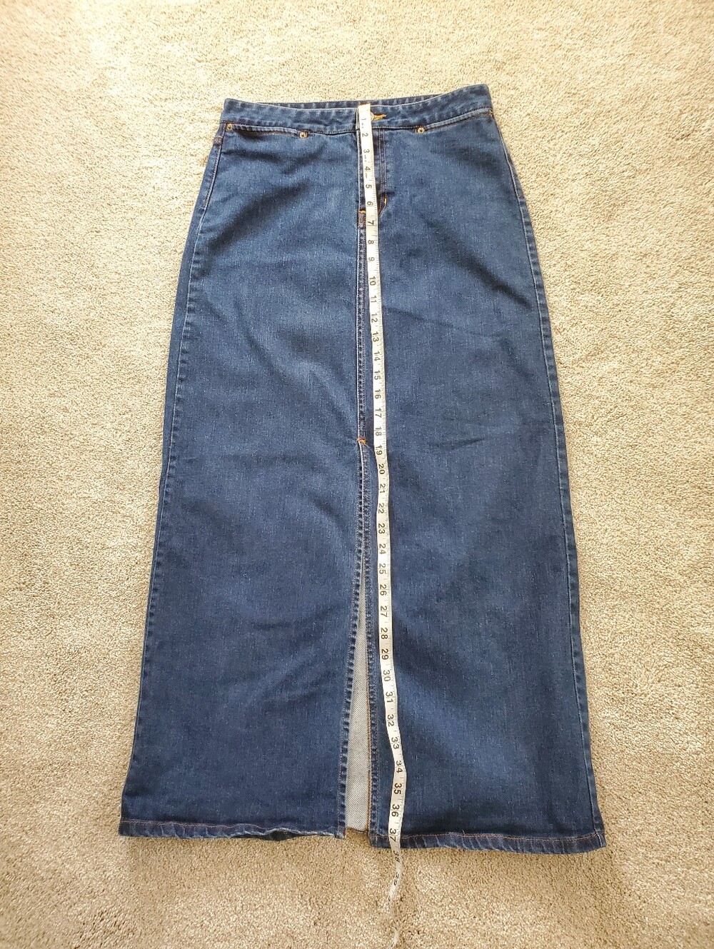 Gap Vintage Y2K 2000s Denim Dark Wash Front Slit Stretch Maxi Skirt Women's 6 - Picture 6 of 7